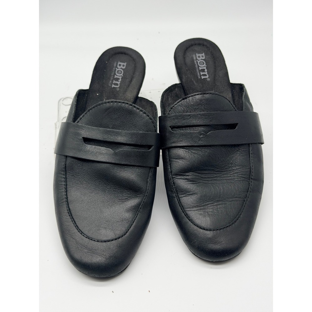Born Womens Mules Size 9M Black Leather Slip On Loafers Comfort Shoes